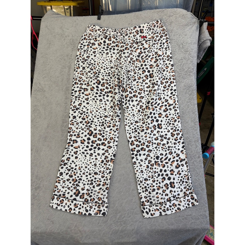Victorias Secret Pajama Set XL Leopard Animal Print Cotton Sleepwear 288253-DQ9 - Picture 9 of 16